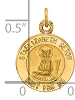 Saris and Things 14k Yellow Gold Solid Saint Elizabeth Seton Medal Charm Pendant