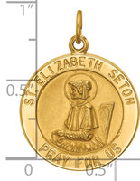 Saris and Things 14k Yellow Gold Solid Saint Elizabeth Seton Medal Charm Pendant