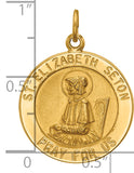 Saris and Things 14k Yellow Gold Solid Saint Elizabeth Seton Medal Charm Pendant