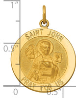 Saris and Things 14k Yellow Gold Solid Saint John Medal Charm Pendant