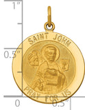 Saris and Things 14k Yellow Gold Solid Saint John Medal Charm Pendant