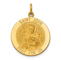 Saris and Things 14k Yellow Gold Solid Saint John Medal Charm Pendant