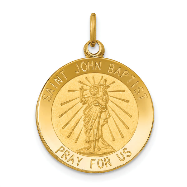 Saris and Things 14k Yellow Gold Solid Saint John Baptist Medal Charm Pendant