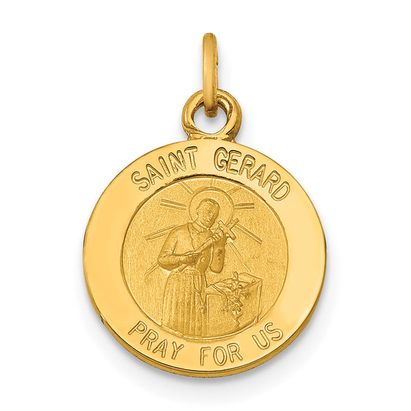 Saris and Things 14k Yellow Gold Solid Saint Gerard Medal Charm Pendant