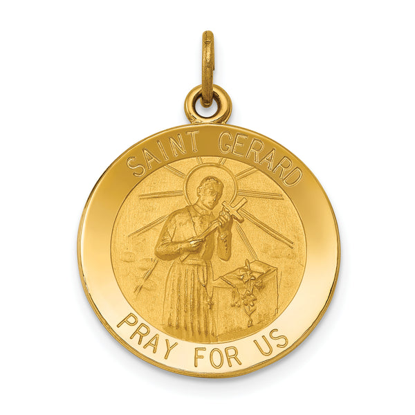 Saris and Things 14k Yellow Gold Solid Saint Gerard Medal Charm Pendant