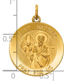Saris and Things 14k Yellow Gold Solid Saint Matthew Medal Charm Pendant