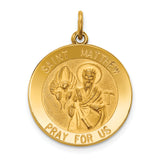 Saris and Things 14k Yellow Gold Solid Saint Matthew Medal Charm Pendant