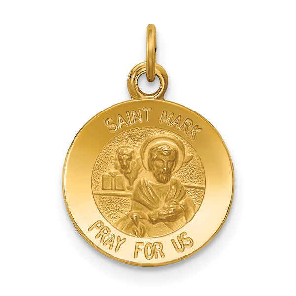 Saris and Things 14k Yellow Gold Solid Saint Mark Medal Charm Pendant