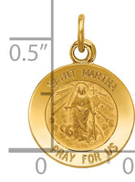 Saris and Things 14k Yellow Gold Solid Saint Martha Medal Charm Pendant
