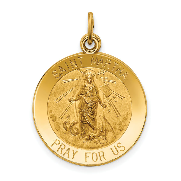 Saris and Things 14k Yellow Gold Solid Saint Martha Medal Charm Pendant