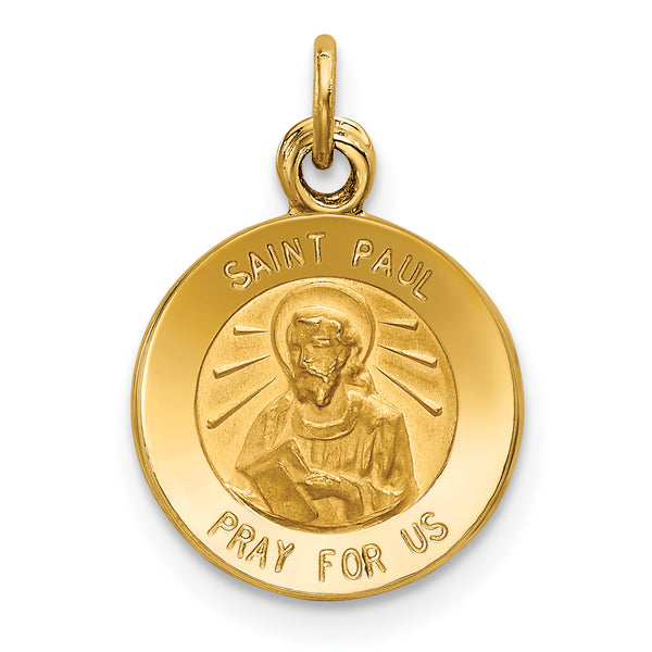Saris and Things 14k Yellow Gold Solid Saint Paul Medal Charm Pendant