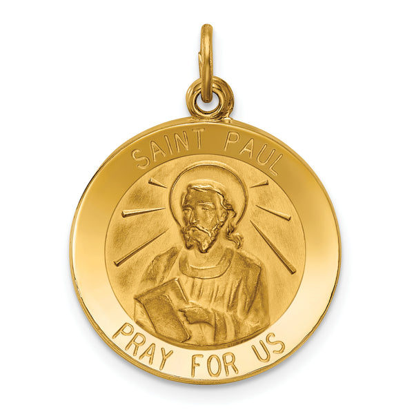 Saris and Things 14k Yellow Gold Solid Saint Paul Medal Charm Pendant