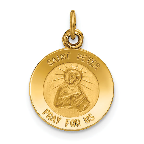 Saris and Things 14k Yellow Gold Solid Saint Peter Medal Charm Pendant