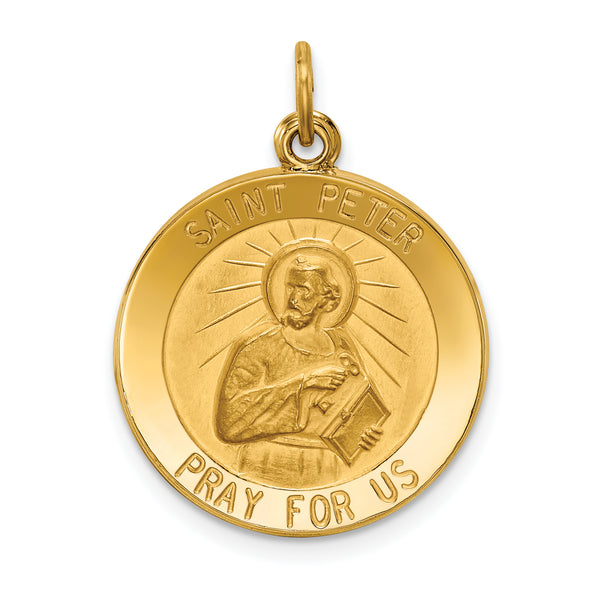 Saris and Things 14k Yellow Gold Solid Saint Peter Medal Charm Pendant