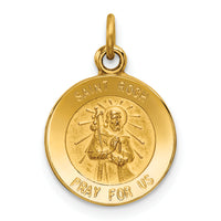 Saris and Things 14k Yellow Gold Solid Saint Roch Medal Charm Pendant