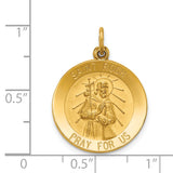 Saris and Things 14k Yellow Gold Solid Saint Roch Medal Charm Pendant