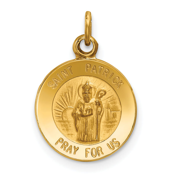 Saris and Things 14k Yellow Gold Solid Saint Patrick Medal Charm Pendant