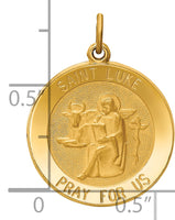 Saris and Things 14k Yellow Gold Solid Saint Luke Medal Charm Pendant