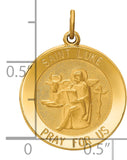 Saris and Things 14k Yellow Gold Solid Saint Luke Medal Charm Pendant