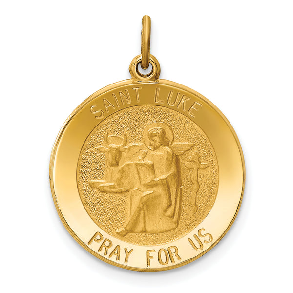 Saris and Things 14k Yellow Gold Solid Saint Luke Medal Charm Pendant
