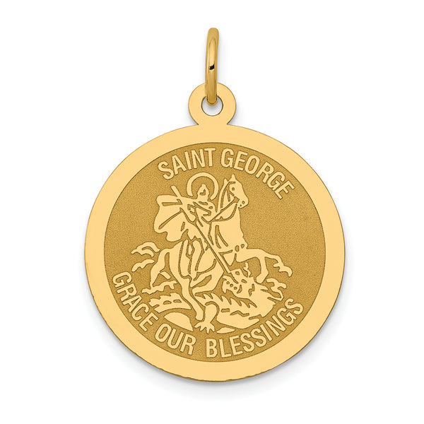 Saris and Things 14k Yellow Gold Saint George Medal Charm Pendant