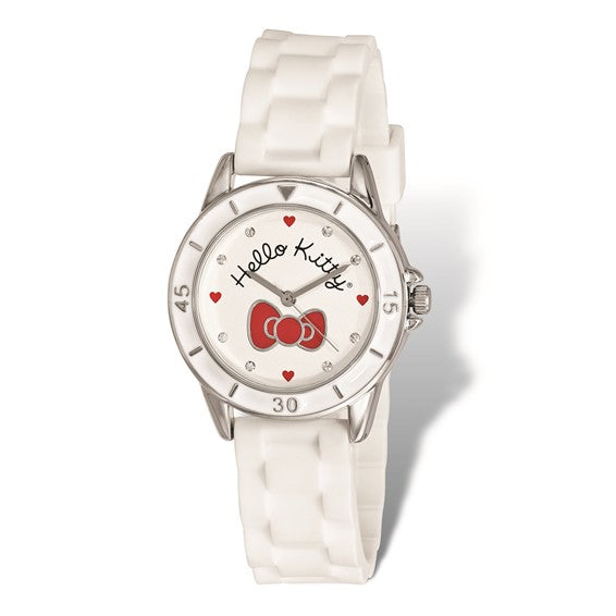 Hello Kitty Red Bow White Silicone Strap 33mm Ladies Quartz Watch