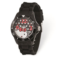 Hello Kitty Black Dial Black Silicone Strap Quartz Watch