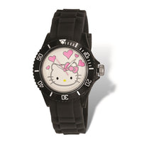 Hello Kitty White Dial Black Silicone Strap Quartz Watch