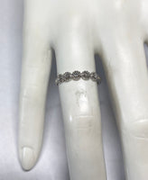 Sterling Silver Genuine .10 Carat Single-cut Diamond Round Beaded Band Ring