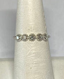 Sterling Silver Genuine .10 Carat Single-cut Diamond Round Beaded Band Ring