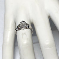 Sterling Silver Genuine 0.15 ctw Diamond Ladies Claddagh Ring