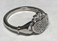 Sterling Silver Genuine 0.15 ctw Diamond Ladies Claddagh Ring