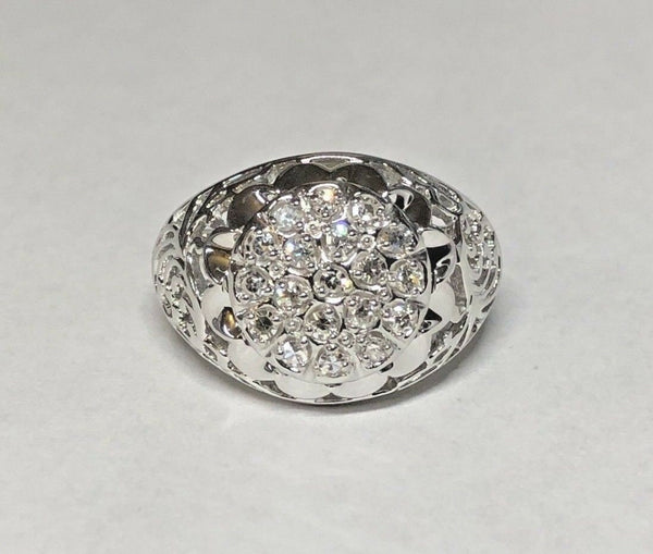 Sterling Silver Genuine 5/8 Carat TW Diamond Kentucky Cluster Man's Ring