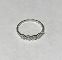 Sterling Silver Genuine .10 Carat Single-cut Diamond Round Beaded Band Ring