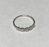 Sterling Silver Genuine .10 Carat Single-cut Diamond Round Beaded Band Ring