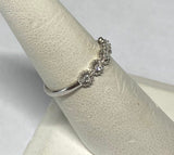 Sterling Silver Genuine .10 Carat Single-cut Diamond Round Beaded Band Ring