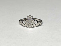 Sterling Silver Genuine 0.15 ctw Diamond Ladies Claddagh Ring