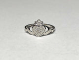 Sterling Silver Genuine 0.15 ctw Diamond Ladies Claddagh Ring