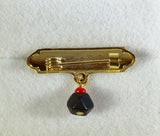 14Kt Yellow Gold "God Bless Me" with Genuine Azabache & Coral Baby Pin