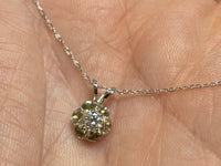 Vintage 14 Karat White Gold 0.15 Carat G-SI Diamond Buttercup Pendant with 18" Chain