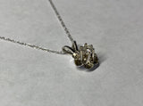 Vintage 14 Karat White Gold 0.15 Carat G-SI Diamond Buttercup Pendant with 18" Chain