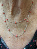 Sterling Silver Simulated Pink Coral 18" Bib Necklace