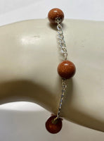 Sterling Silver 8mm Venturina Goldstone Curb Link Bracelet