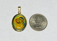 14 Karat Yellow Gold The Pieta Virgin of La Piedad Mary & Jesus Medal