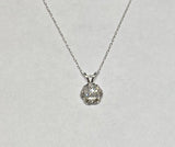 14K White Gold Genuine 0.14 Carat TW Diamond Cluster Pendant with 18" Chain