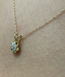 14K Yellow Gold Genuine 0.14 Carat TW Diamond Cluster Pendant with 18" Chain