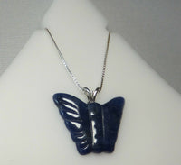 Brand New Sterling Silver Genuine Lapis Lazuli Butterfly Pendant with 18" Chain