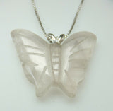 Brand New Sterling Silver Genuine Rose Quartz Butterfly Pendant with 18" Chain