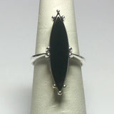 Sterling Silver Genuine Marquise-cut Black Onyx Ladies Solitaire Ring