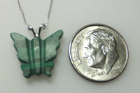 Green Malachite Butterfly Pendant with Silver Chain